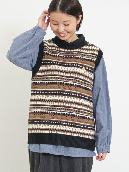 【KELTY×Samansa Mos2】ジャカードニットベスト（ベージュ）｜Samansa Mos2（サマンサ モスモス）通販
