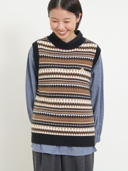 【KELTY×Samansa Mos2】ジャカードニットベスト（ベージュ）｜Samansa Mos2（サマンサ モスモス）通販