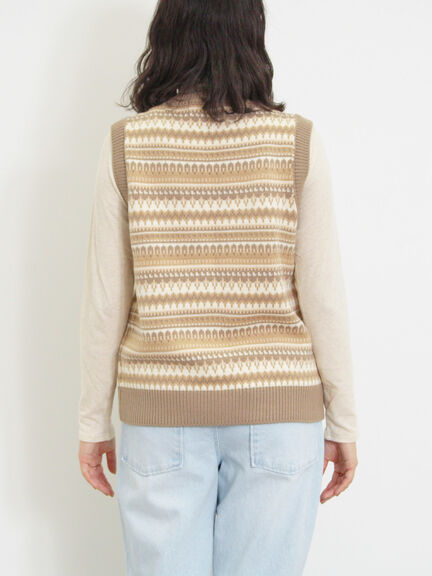 【KELTY×Samansa Mos2】ジャカードニットベスト（ベージュ）｜Samansa Mos2（サマンサ モスモス）通販