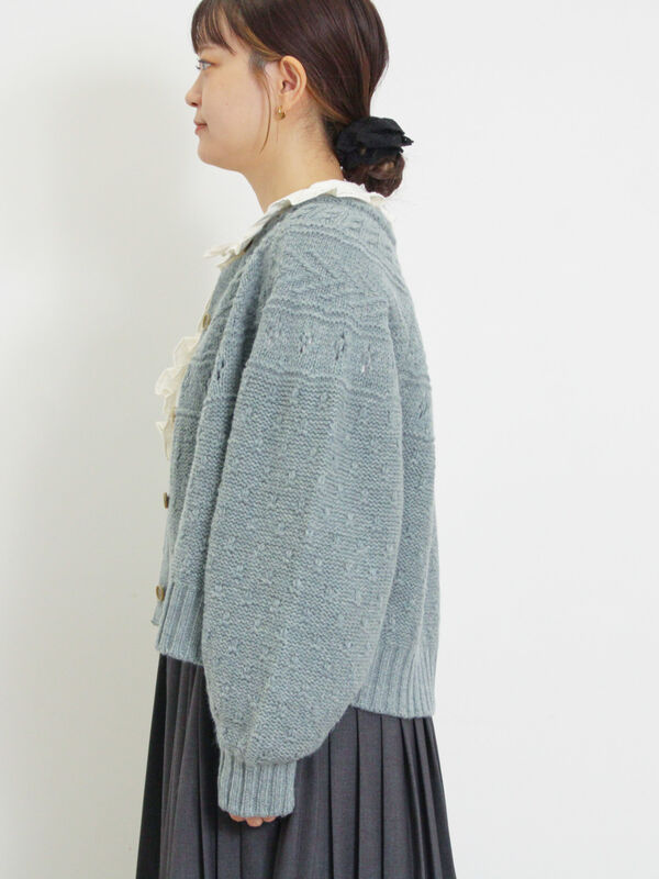 セール】 【Fluffy Wool Blend】求心柄切替カーディガン（モカ