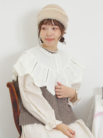 【Fluffy Wool Blend】前後着柄編みベスト（モカ/サックスブルー/キナリ）｜Samansa Mos2（サマンサ モスモス）通販