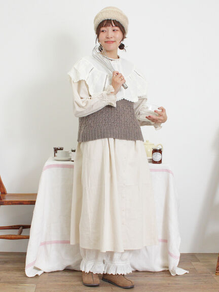 【Fluffy Wool Blend】前後着柄編みベスト（モカ/サックスブルー/キナリ）｜Samansa Mos2（サマンサ モスモス）通販