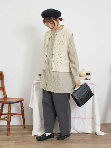 【Fluffy Wool Blend】前後着柄編みベスト（モカ/サックスブルー/キナリ）｜Samansa Mos2（サマンサ モスモス）通販