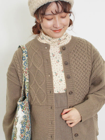 パッチワークケーブル前後2WAYニット（ピンク/モカ/グリーン/キナリ）｜Samansa Mos2（サマンサ モスモス）通販