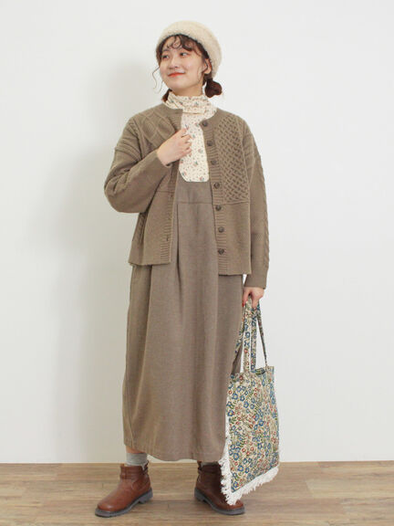 パッチワークケーブル前後2WAYニット（ピンク/モカ/グリーン/キナリ）｜Samansa Mos2（サマンサ モスモス）通販