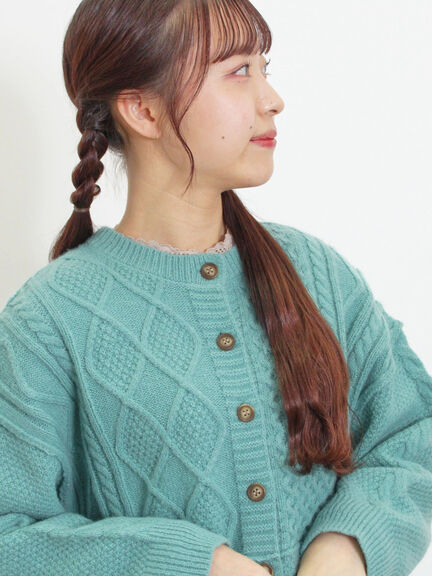 パッチワークケーブル前後2WAYニット（ピンク/モカ/グリーン/キナリ）｜Samansa Mos2（サマンサ モスモス）通販