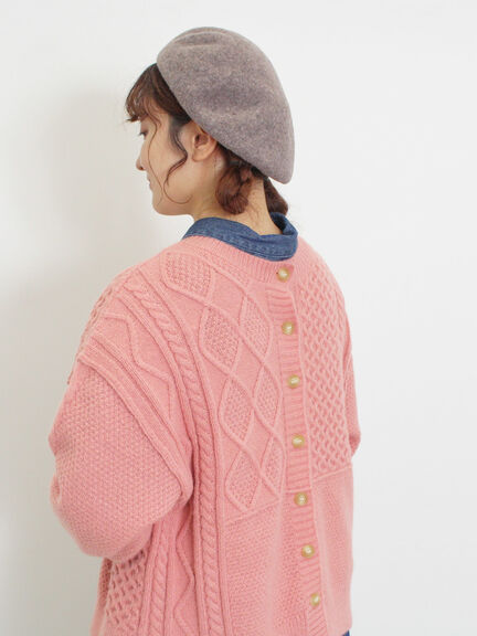 パッチワークケーブル前後2WAYニット（ピンク/モカ/グリーン/キナリ）｜Samansa Mos2（サマンサ モスモス）通販