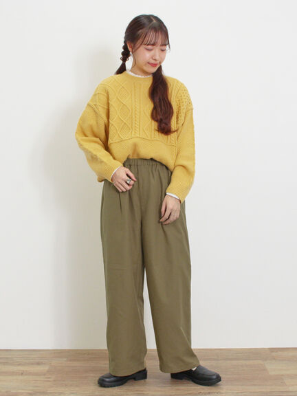 パッチワークケーブル前後2WAYニット（ピンク/モカ/グリーン/キナリ）｜Samansa Mos2（サマンサ モスモス）通販