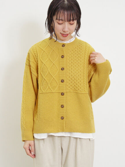 パッチワークケーブル前後2WAYニット（ピンク/モカ/グリーン/キナリ）｜Samansa Mos2（サマンサ モスモス）通販