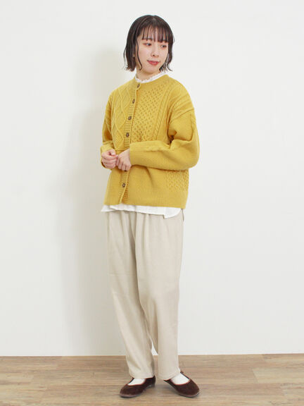 パッチワークケーブル前後2WAYニット（ピンク/モカ/グリーン/キナリ）｜Samansa Mos2（サマンサ モスモス）通販