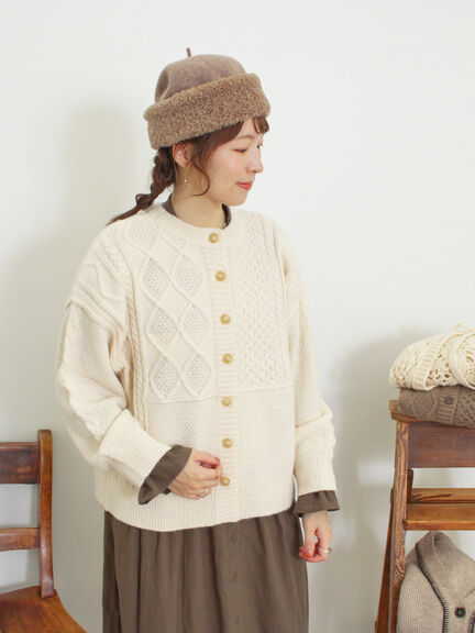 パッチワークケーブル前後2WAYニット（ピンク/モカ/グリーン/キナリ）｜Samansa Mos2（サマンサ モスモス）通販