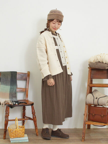 パッチワークケーブル前後2WAYニット（ピンク/モカ/グリーン/キナリ）｜Samansa Mos2（サマンサ モスモス）通販