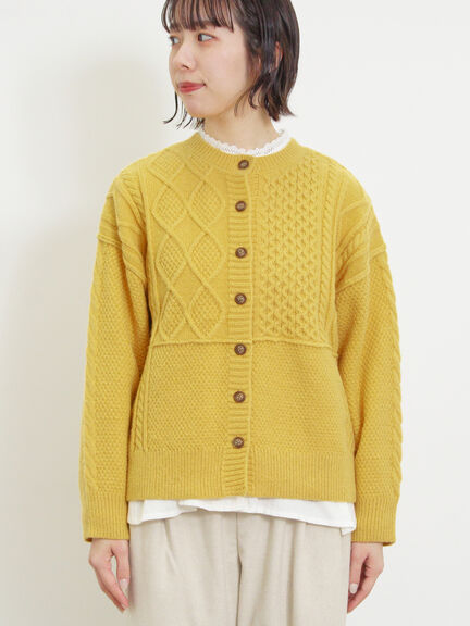 パッチワークケーブル前後2WAYニット（ピンク/モカ/グリーン/キナリ）｜Samansa Mos2（サマンサ モスモス）通販