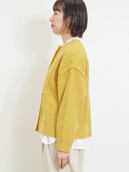 パッチワークケーブル前後2WAYニット（ピンク/モカ/グリーン/キナリ）｜Samansa Mos2（サマンサ モスモス）通販