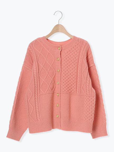 パッチワークケーブル前後2WAYニット（ピンク/モカ/グリーン/キナリ）｜Samansa Mos2（サマンサ モスモス）通販