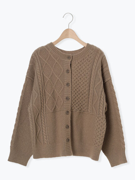 パッチワークケーブル前後2WAYニット（ピンク/モカ/グリーン/キナリ）｜Samansa Mos2（サマンサ モスモス）通販