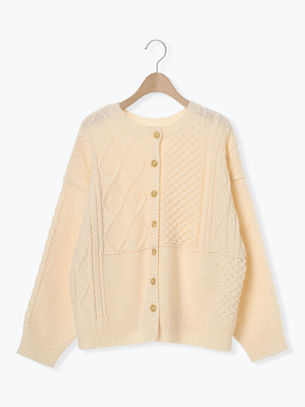 パッチワークケーブル前後2WAYニット（ピンク/モカ/グリーン/キナリ）｜Samansa Mos2（サマンサ モスモス）通販