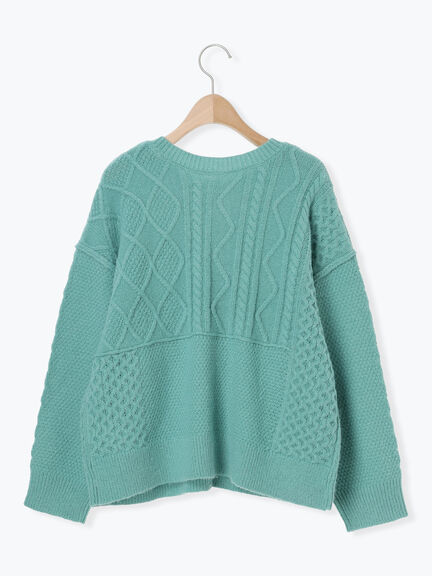 パッチワークケーブル前後2WAYニット（ピンク/モカ/グリーン/キナリ）｜Samansa Mos2（サマンサ モスモス）通販