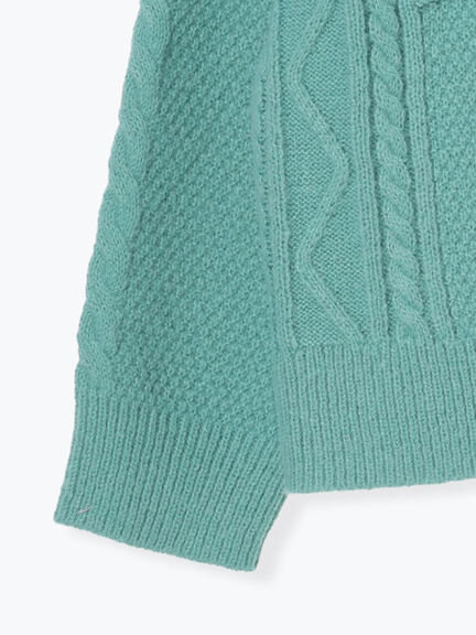 パッチワークケーブル前後2WAYニット（ピンク/モカ/グリーン/キナリ）｜Samansa Mos2（サマンサ モスモス）通販