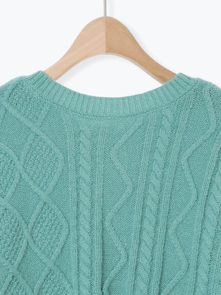 パッチワークケーブル前後2WAYニット（ピンク/モカ/グリーン/キナリ）｜Samansa Mos2（サマンサ モスモス）通販