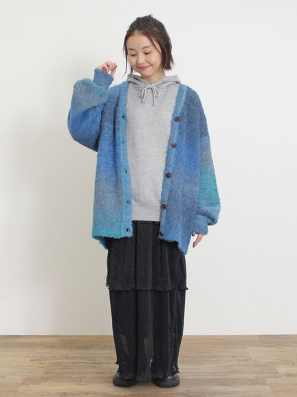 グラデーションブークレミドル丈Vネックカーディガン（グレー）｜Samansa Mos2（サマンサ モスモス）通販