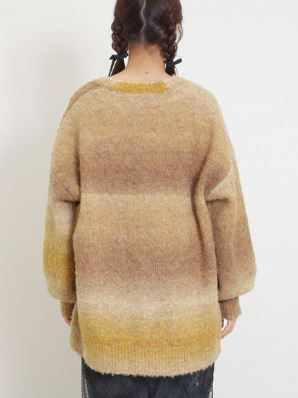 グラデーションブークレミドル丈Vネックカーディガン（グレー）｜Samansa Mos2（サマンサ モスモス）通販