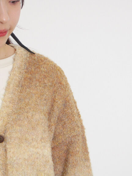 グラデーションブークレミドル丈Vネックカーディガン（グレー）｜Samansa Mos2（サマンサ モスモス）通販