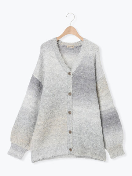 グラデーションブークレミドル丈Vネックカーディガン（グレー）｜Samansa Mos2（サマンサ モスモス）通販