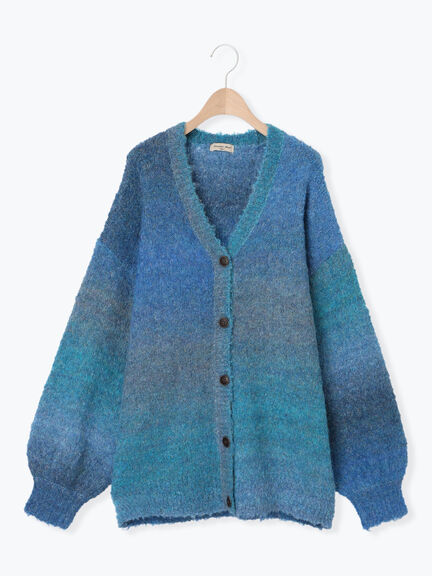 グラデーションブークレミドル丈Vネックカーディガン（グレー）｜Samansa Mos2（サマンサ モスモス）通販