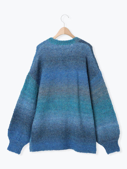 グラデーションブークレミドル丈Vネックカーディガン（グレー）｜Samansa Mos2（サマンサ モスモス）通販