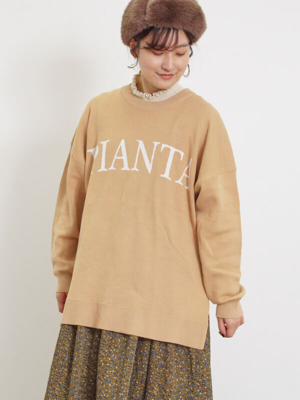 スウェットライクロゴジャカードニット（ベージュ）｜Samansa Mos2（サマンサ モスモス）通販