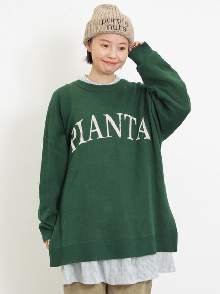 スウェットライクロゴジャカードニット（ベージュ）｜Samansa Mos2（サマンサ モスモス）通販