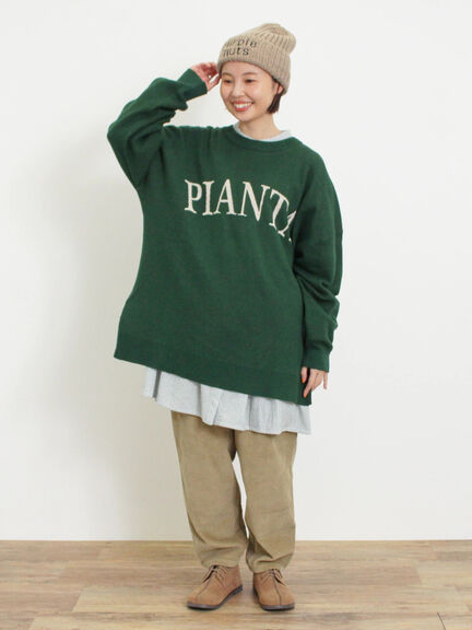 スウェットライクロゴジャカードニット（ベージュ）｜Samansa Mos2（サマンサ モスモス）通販