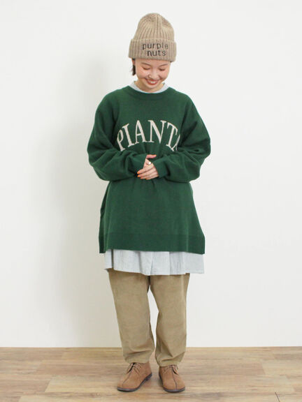 スウェットライクロゴジャカードニット（ベージュ）｜Samansa Mos2（サマンサ モスモス）通販