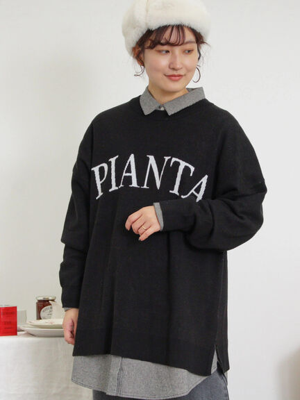 スウェットライクロゴジャカードニット（ベージュ）｜Samansa Mos2（サマンサ モスモス）通販