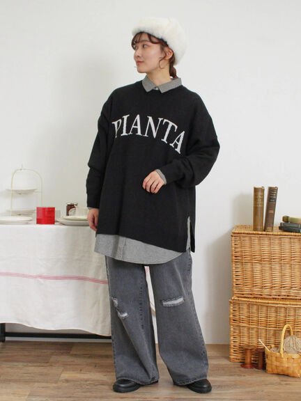 スウェットライクロゴジャカードニット（ベージュ）｜Samansa Mos2（サマンサ モスモス）通販