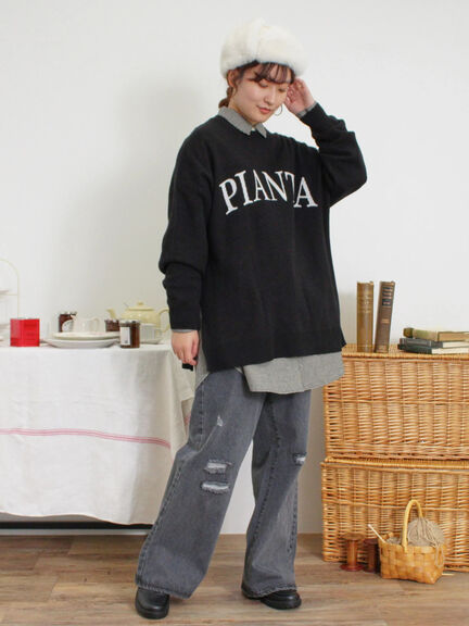 スウェットライクロゴジャカードニット（ベージュ）｜Samansa Mos2（サマンサ モスモス）通販