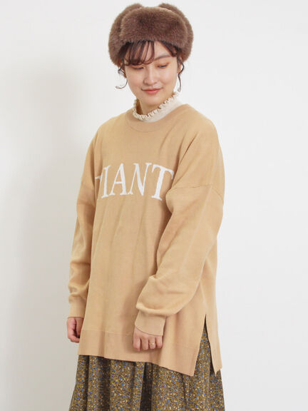 スウェットライクロゴジャカードニット（ベージュ）｜Samansa Mos2（サマンサ モスモス）通販