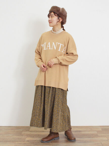 スウェットライクロゴジャカードニット（ベージュ）｜Samansa Mos2（サマンサ モスモス）通販