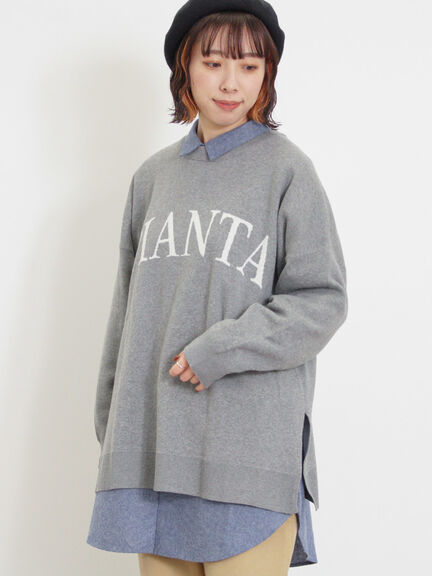 スウェットライクロゴジャカードニット（ベージュ）｜Samansa Mos2（サマンサ モスモス）通販