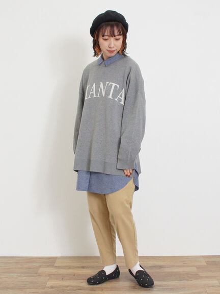 スウェットライクロゴジャカードニット（ベージュ）｜Samansa Mos2（サマンサ モスモス）通販