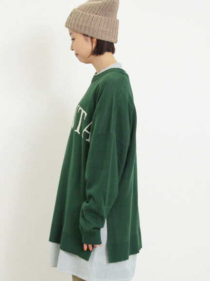 スウェットライクロゴジャカードニット（ベージュ）｜Samansa Mos2（サマンサ モスモス）通販