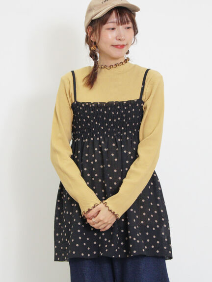 ◎シャーリングキャミチュニック（ブラック/モカ/キナリ）｜Samansa Mos2（サマンサ モスモス）通販