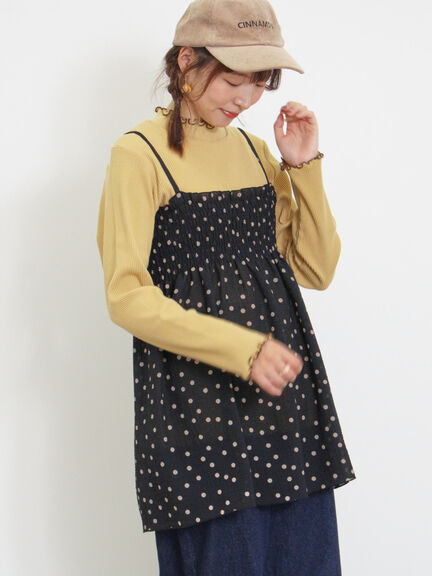 ◎シャーリングキャミチュニック（ブラック/モカ/キナリ）｜Samansa Mos2（サマンサ モスモス）通販