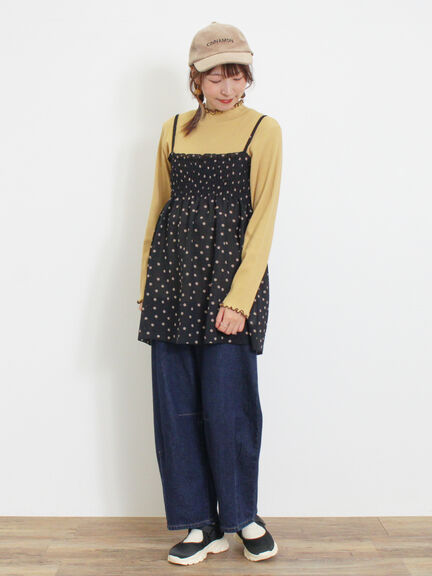 ◎シャーリングキャミチュニック（ブラック/モカ/キナリ）｜Samansa Mos2（サマンサ モスモス）通販