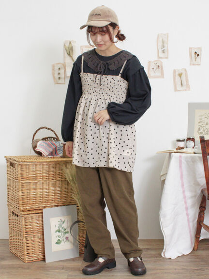 ◎シャーリングキャミチュニック（ブラック/モカ/キナリ）｜Samansa Mos2（サマンサ モスモス）通販