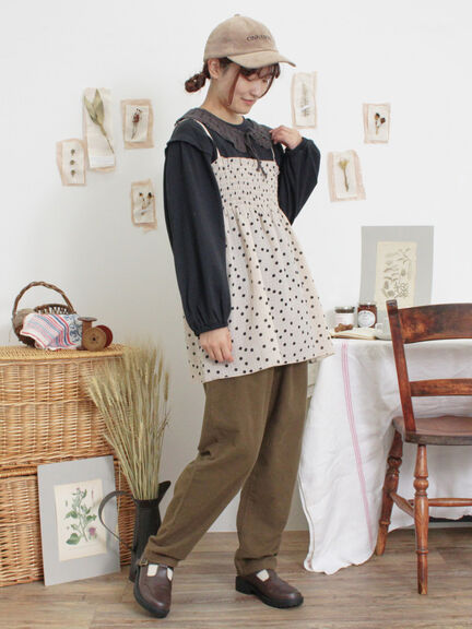 ◎シャーリングキャミチュニック（ブラック/モカ/キナリ）｜Samansa Mos2（サマンサ モスモス）通販