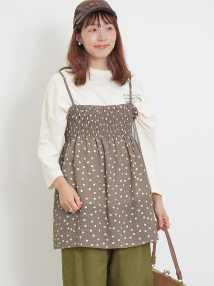 ◎シャーリングキャミチュニック（ブラック/モカ/キナリ）｜Samansa Mos2（サマンサ モスモス）通販