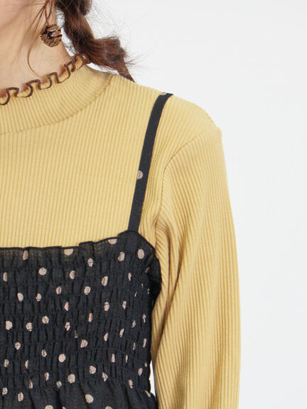 ◎シャーリングキャミチュニック（ブラック/モカ/キナリ）｜Samansa Mos2（サマンサ モスモス）通販