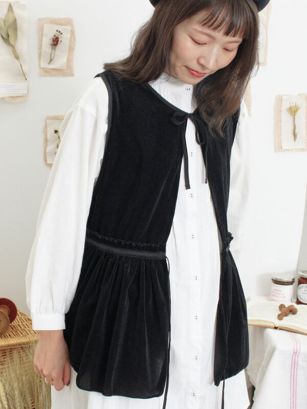 セール】 透けベロア前後2WAYベスト（ベージュ/アウター/ベスト
